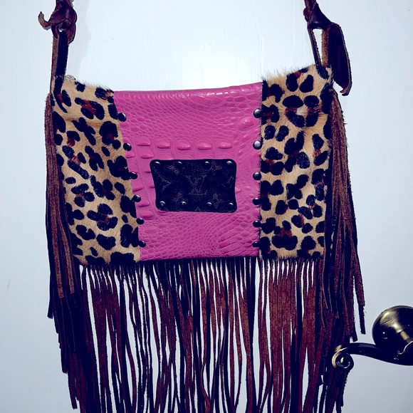 Leather and animal skin Up-cycled LV Bag - Picture 11 of 11